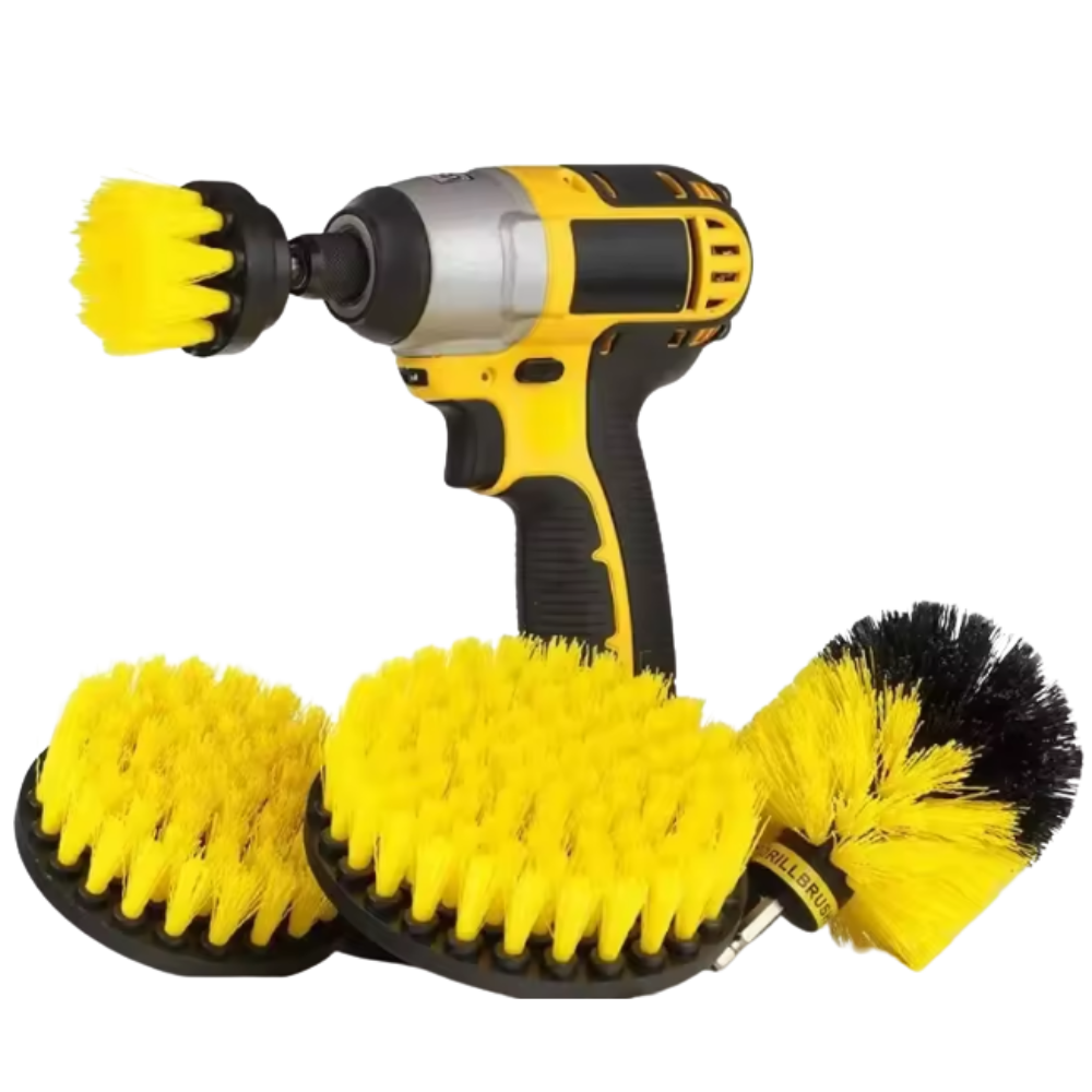 Electric Drill Brush Cleaning Kit – Nylon Scrubber Brushes for Carpet, Glass, and Car Tires (2”, 3.5”, 4”)
